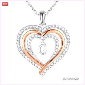 Sterling Silver Initial Heart Necklace Elegant Minimal Chic Gift for Her